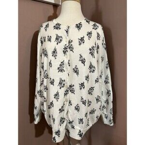 Lands End Floral Print Cardigan Sweater Womens Size 3X Supima Cotton